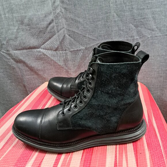 Cole Haan Other - Cole Haan Mens Original Grand OS Cap Toe Laced Boots Black Leather Sz 10.5M